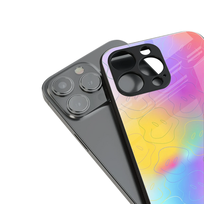 Smiley Colorburst stylish phone case for iphone 14 | glossy glass and slim fit