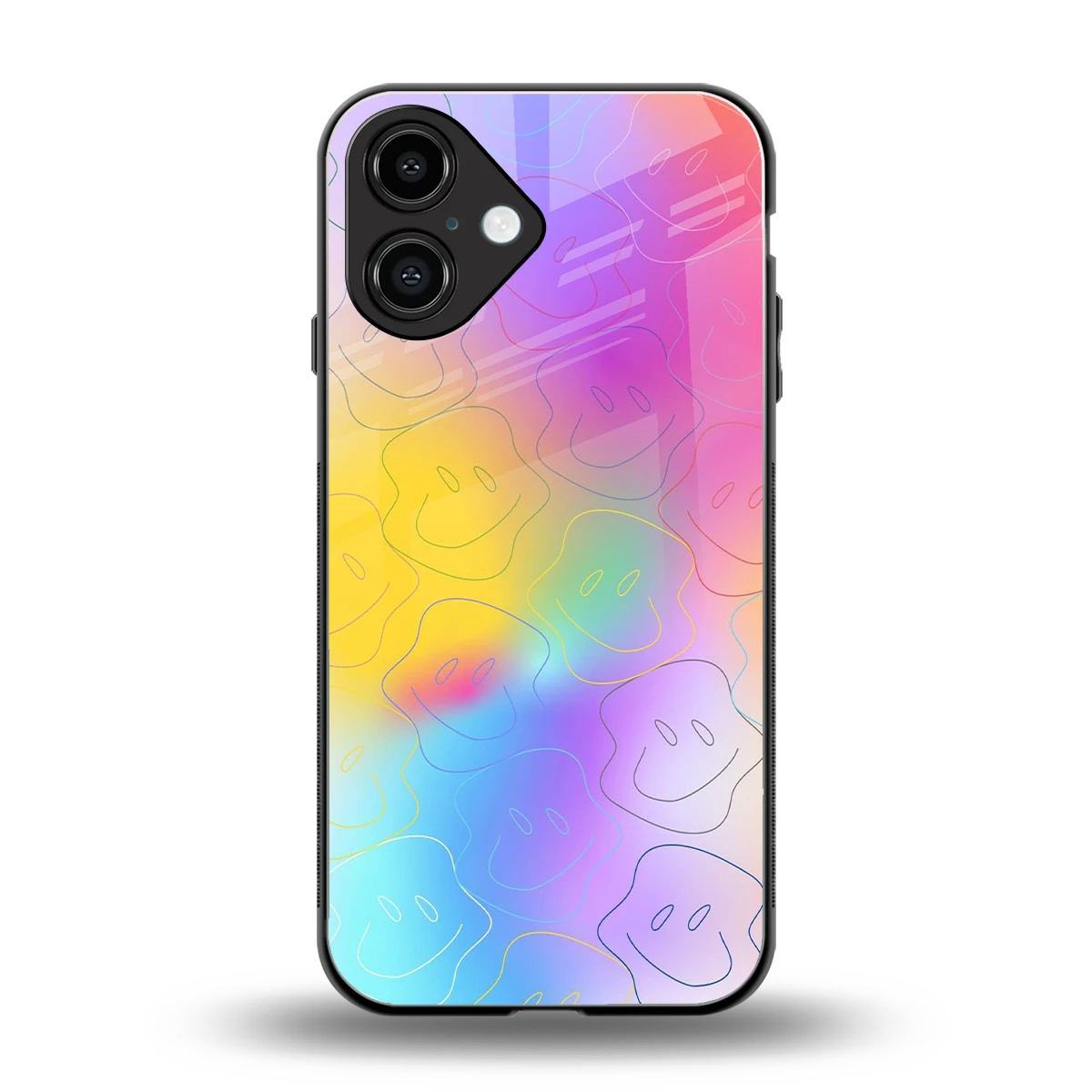 Smiley Colorburst back phone cover | glass case for iphone 16
