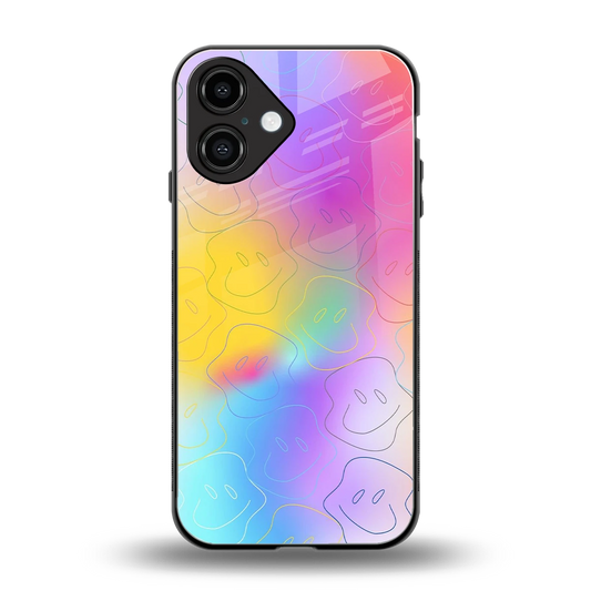 Smiley Colorburst back phone cover | glass case for iphone 16
