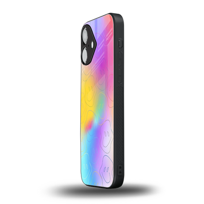 Smiley Colorburst iPhone 16 mobile cover | shockproof glass phone case