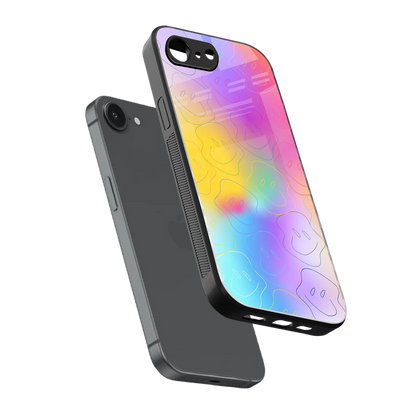 Smiley Colorburst sleek iphone 17e cover with tempered glass back and TPU edges