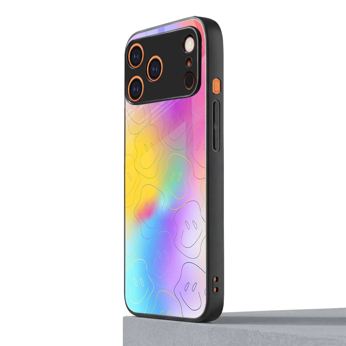 Smiley Colorburst iphone 17 pro mobile cover | shockproof glass phone case