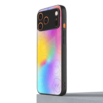 Smiley Colorburst iphone 17 pro mobile cover | shockproof glass phone case