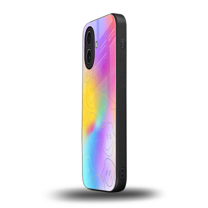 Smiley Colorburst iphone 17 mobile cover | shockproof glass phone case