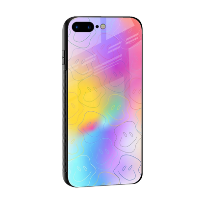 Smiley Colorburst sleek iphone 7 plus cover with tempered glass back and TPU edges