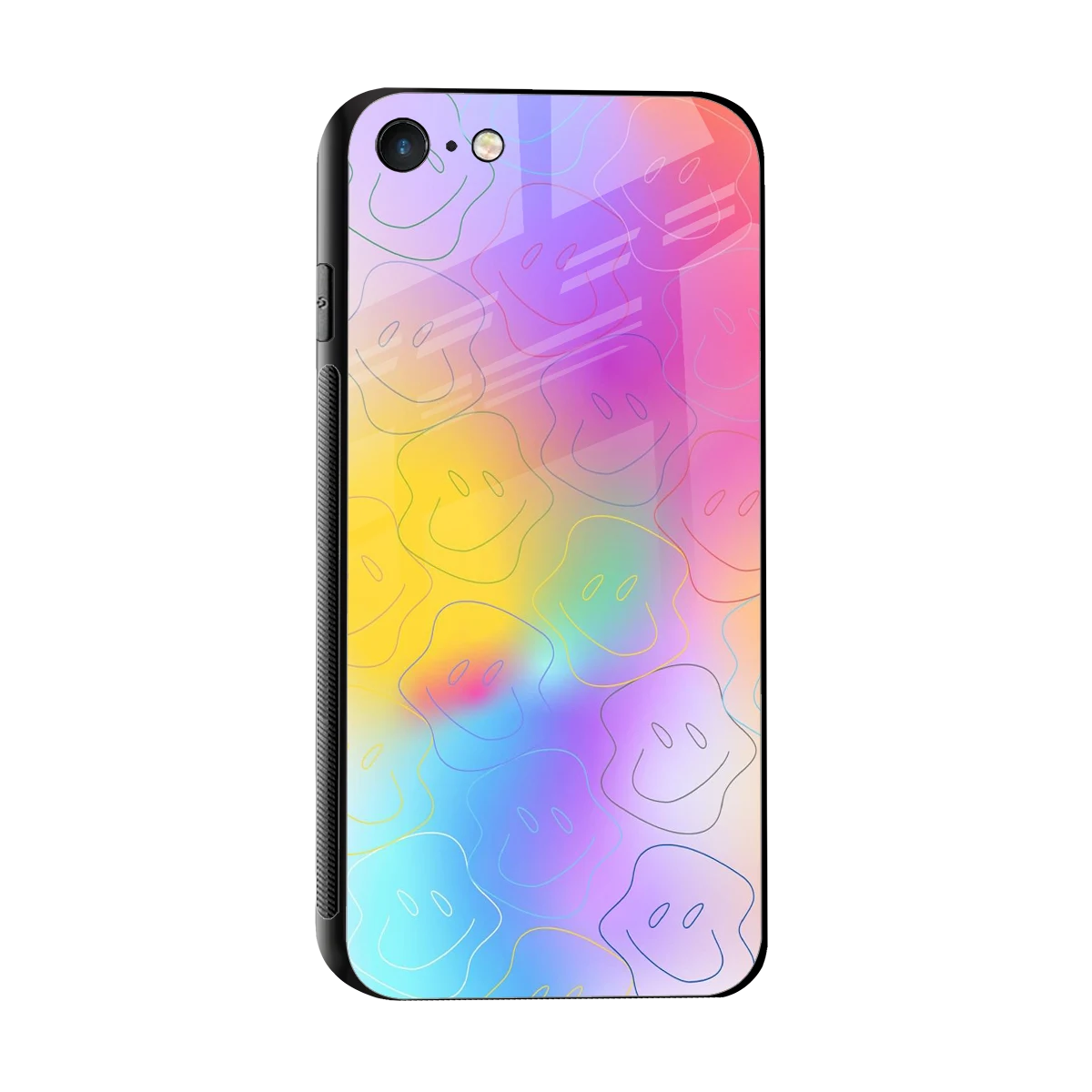 Smiley Colorburst sleek iphone 7 cover with tempered glass back and TPU edges