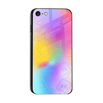 Smiley Colorburst sleek iphone 7 cover with tempered glass back and TPU edges