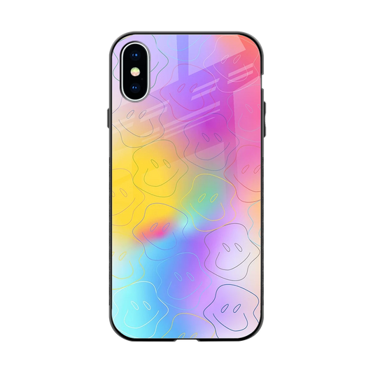 Smiley Colorburst back phone cover | glass case for iphone x