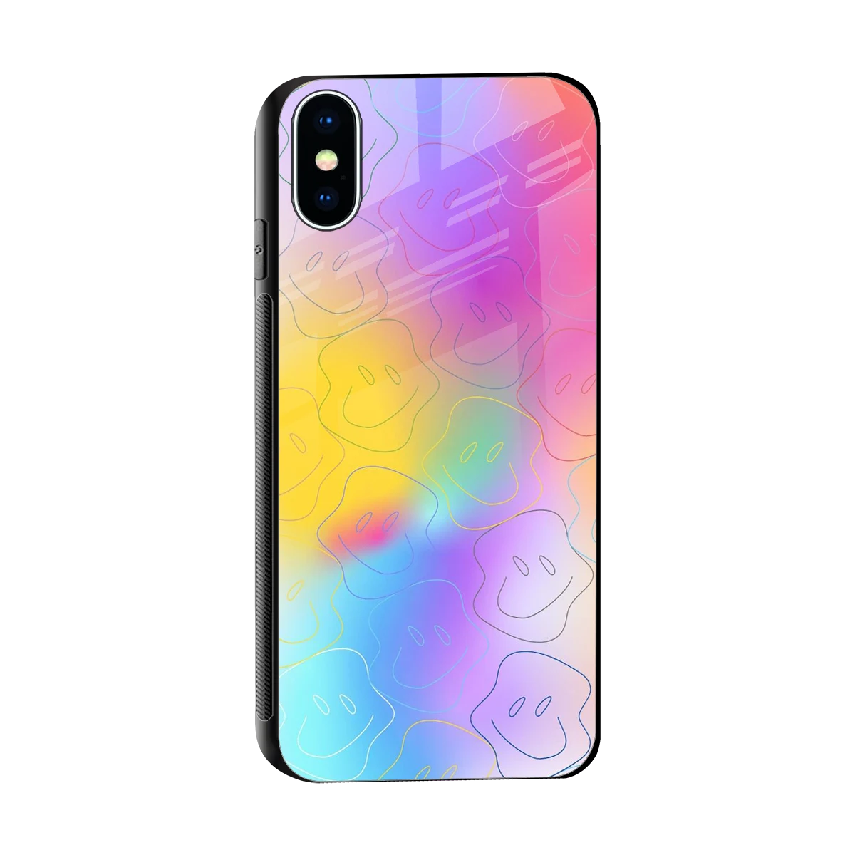 Smiley Colorburst sleek iphone x cover with tempered glass back and TPU edges