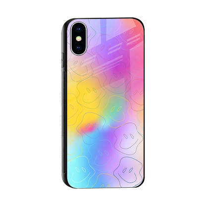 Smiley Colorburst sleek iphone x cover with tempered glass back and TPU edges