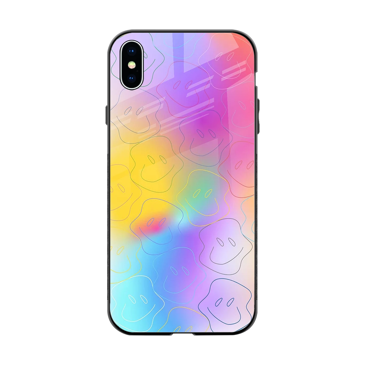 Smiley Colorburst back phone cover | glass case for iphone xs max