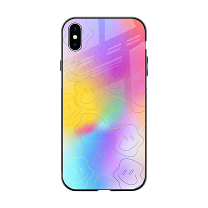 Smiley Colorburst back phone cover | glass case for iphone xs max