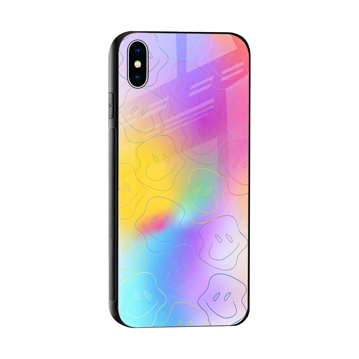Smiley Colorburst sleek iphone xs max cover with tempered glass back and TPU edges