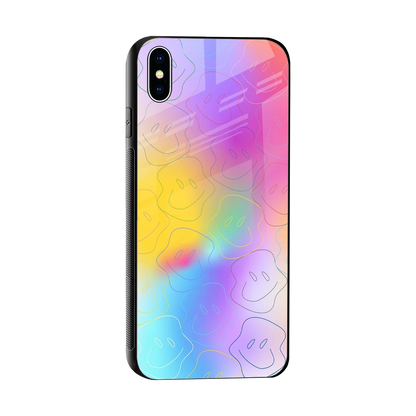 Smiley Colorburst sleek iphone xs max cover with tempered glass back and TPU edges