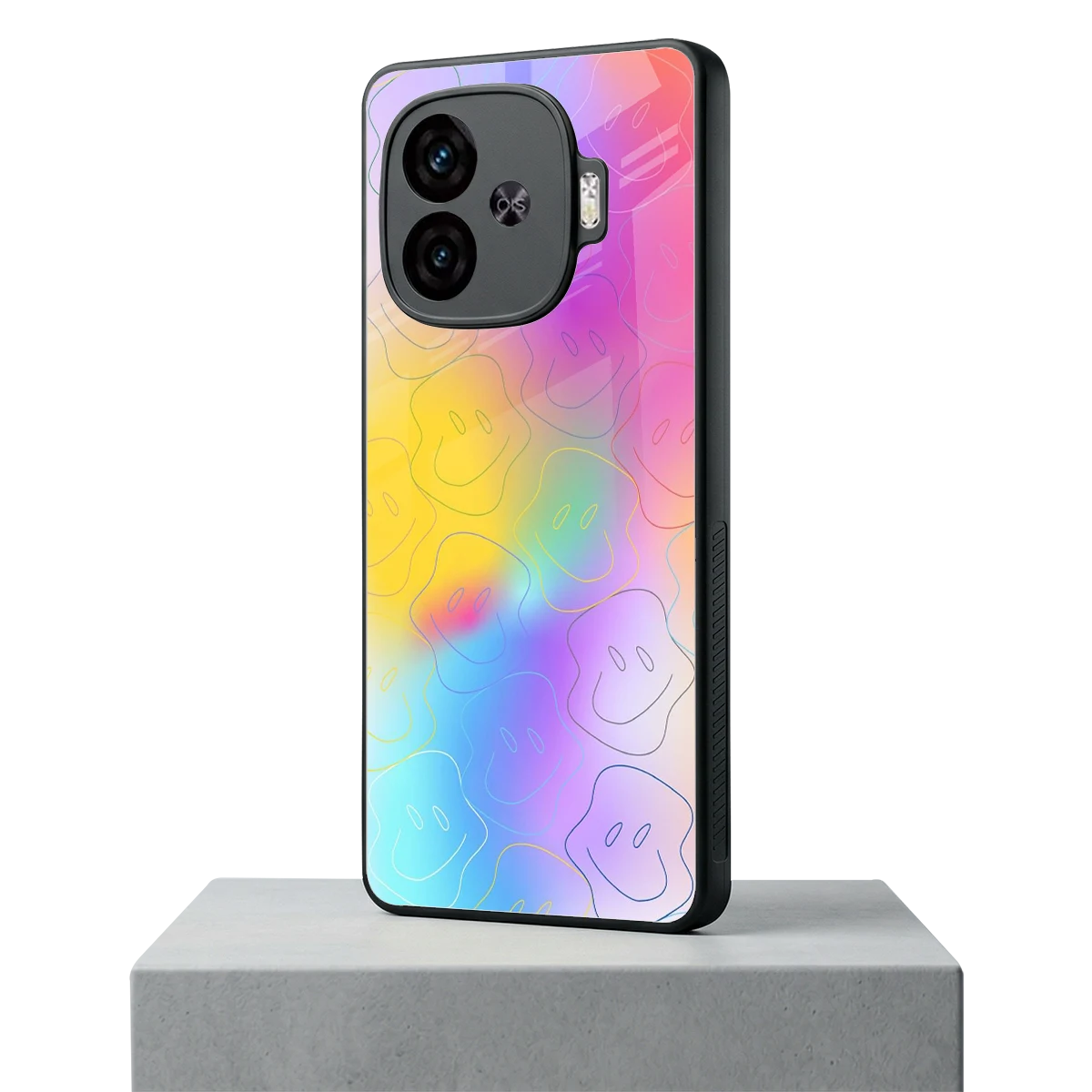 Smiley Colorburst iqoo neo 10r 5g mobile cover | shockproof glass phone case