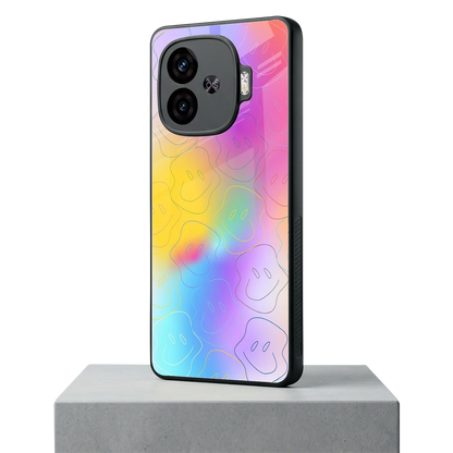 Smiley Colorburst iqoo neo 10r 5g mobile cover | shockproof glass phone case