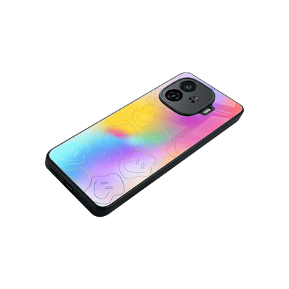 Smiley Colorburst stylish phone case for iqoo neo 10r 5g | glossy glass and slim fit