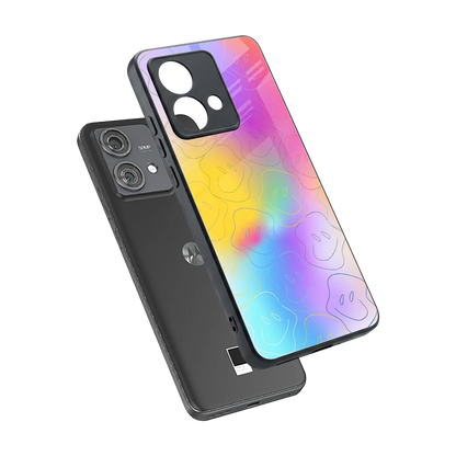 Smiley Colorburst sleek motorola edge 40 neo 5g cover with tempered glass back and TPU edges