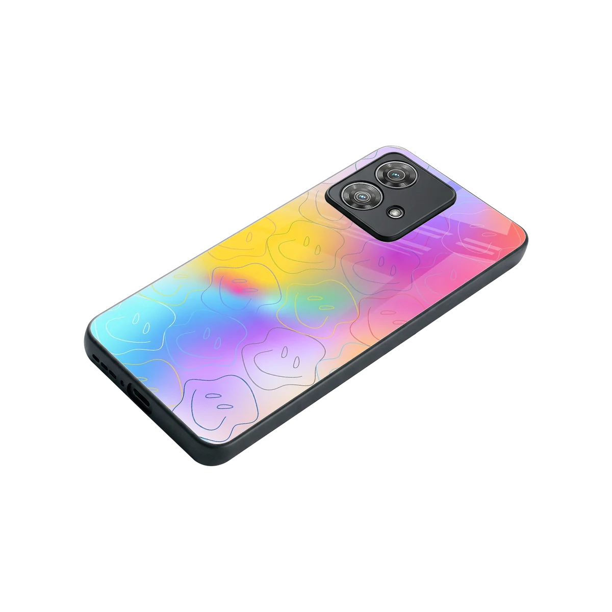Smiley Colorburst stylish phone case for motorola edge 40 neo 5g | glossy glass and slim fit