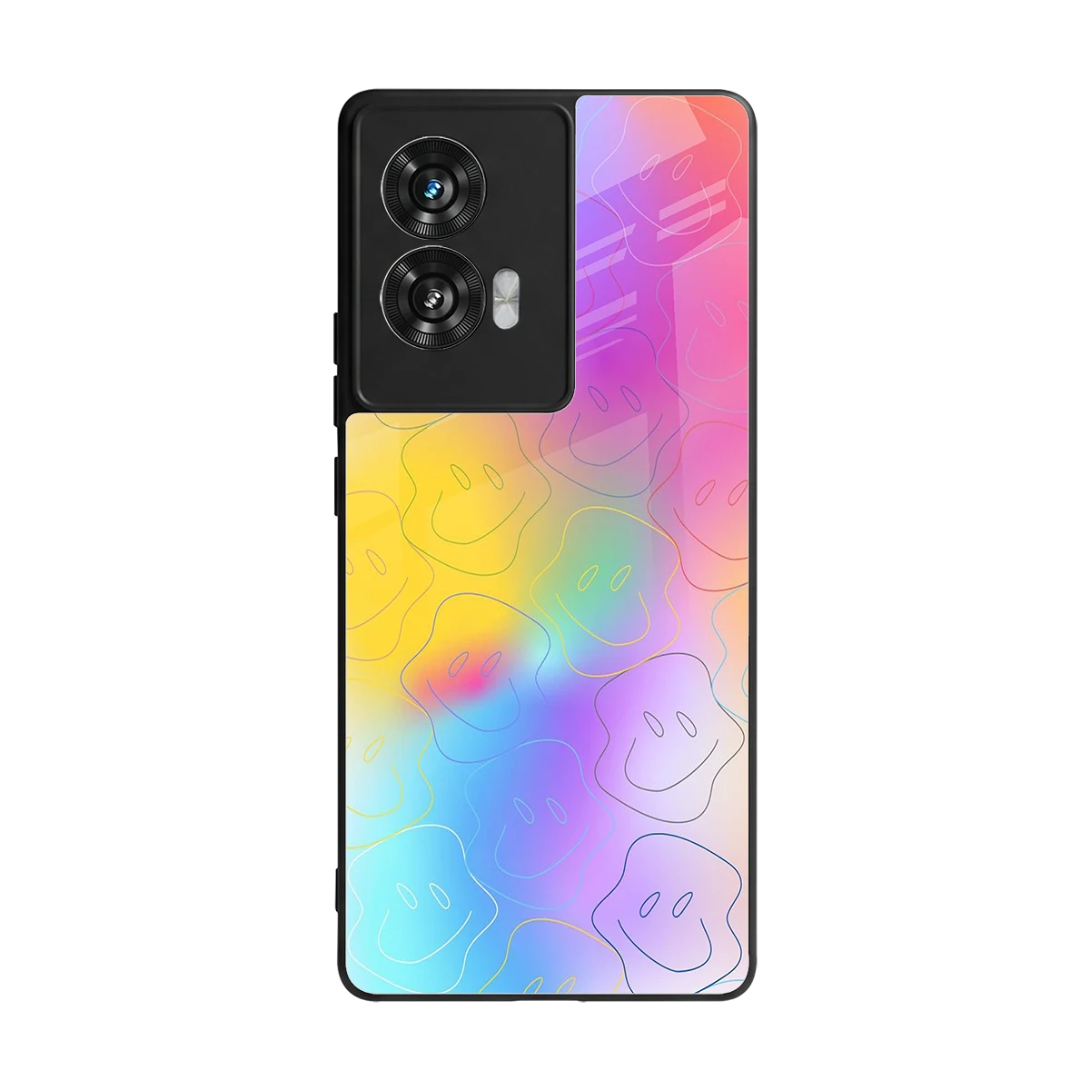 Smiley Colorburst back phone cover | glass case for motorola edge 50 fusion