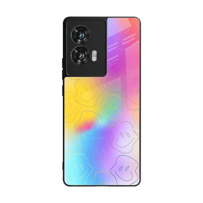 Smiley Colorburst back phone cover | glass case for motorola edge 50 fusion