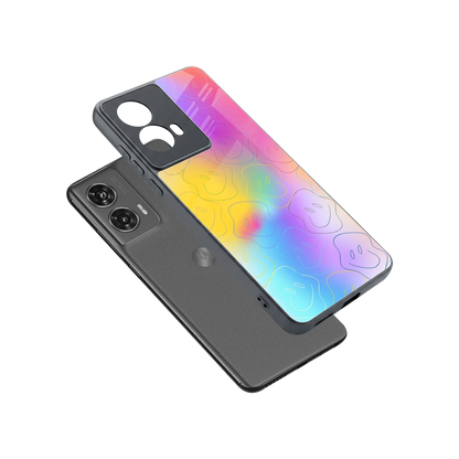 Smiley Colorburst sleek motorola edge 50 fusion cover with tempered glass back and TPU edges