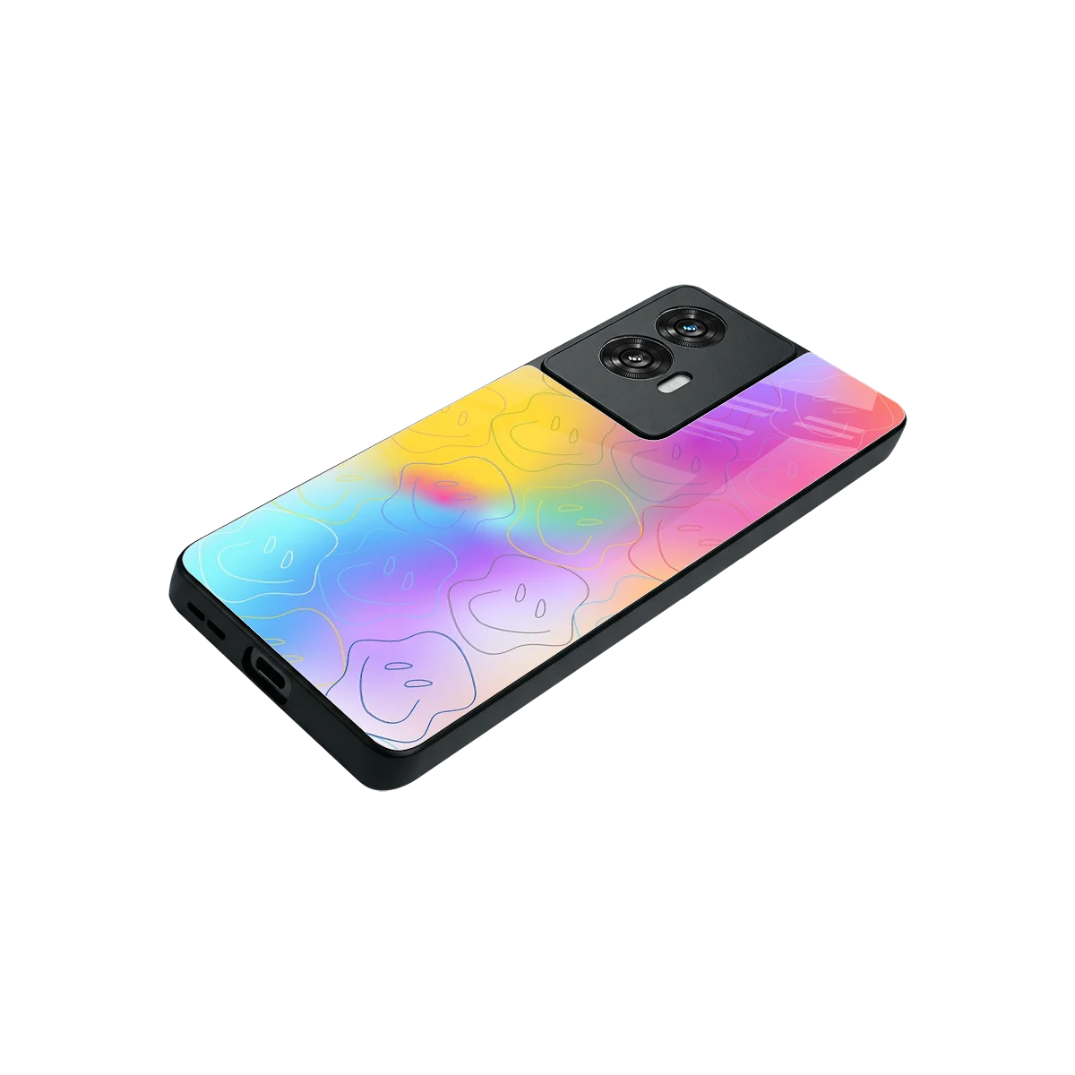 Smiley Colorburst stylish phone case for motorola edge 50 fusion | glossy glass and slim fit