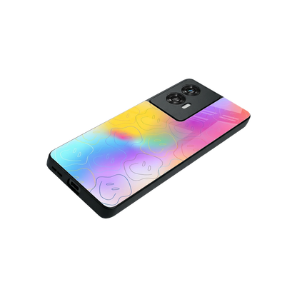 Smiley Colorburst stylish phone case for motorola edge 50 fusion | glossy glass and slim fit