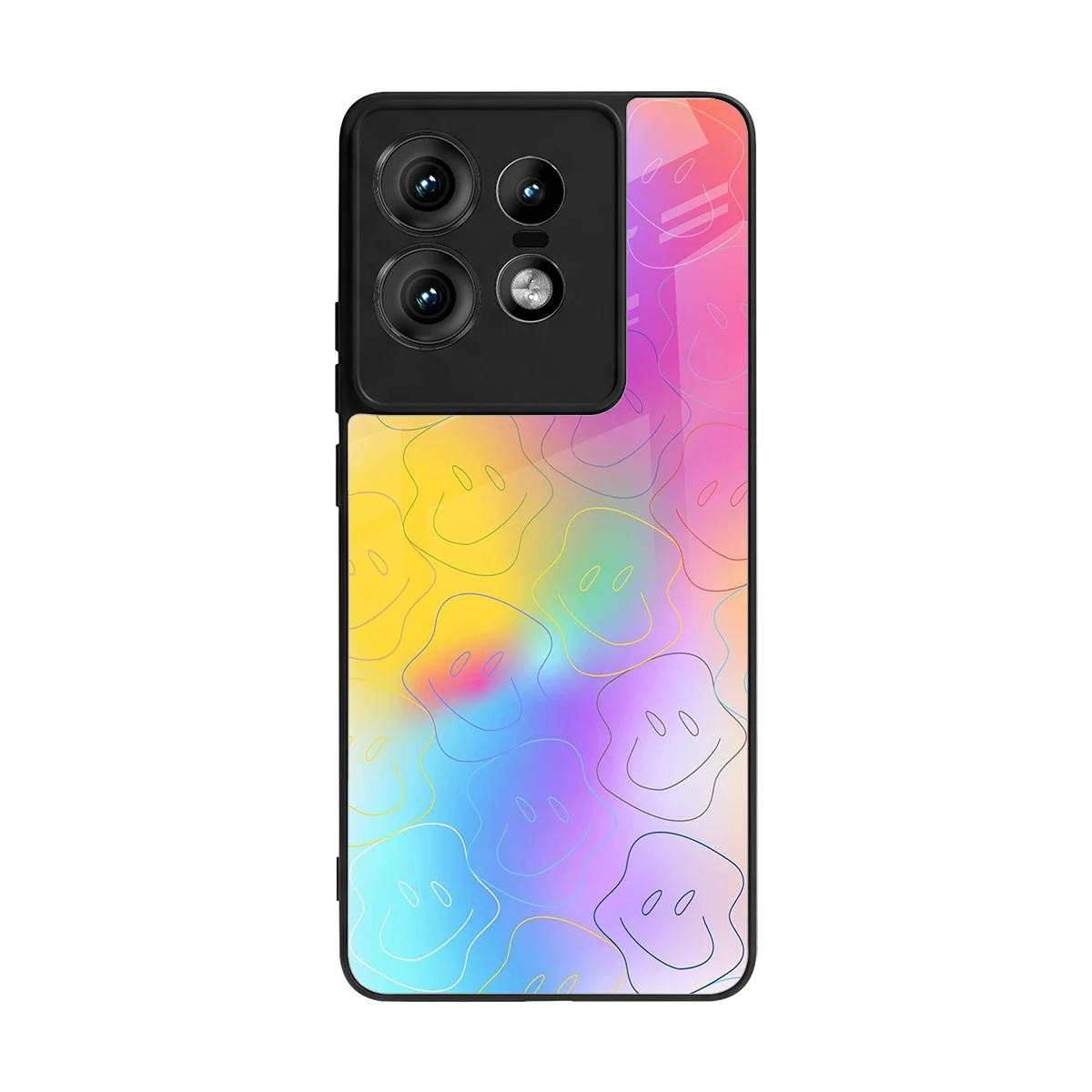 Smiley Colorburst back phone cover | glass case for motorola edge 50 pro