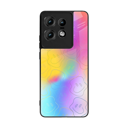 Smiley Colorburst back phone cover | glass case for motorola edge 50 pro