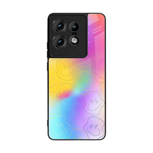 Smiley Colorburst back phone cover | glass case for motorola edge 50 pro