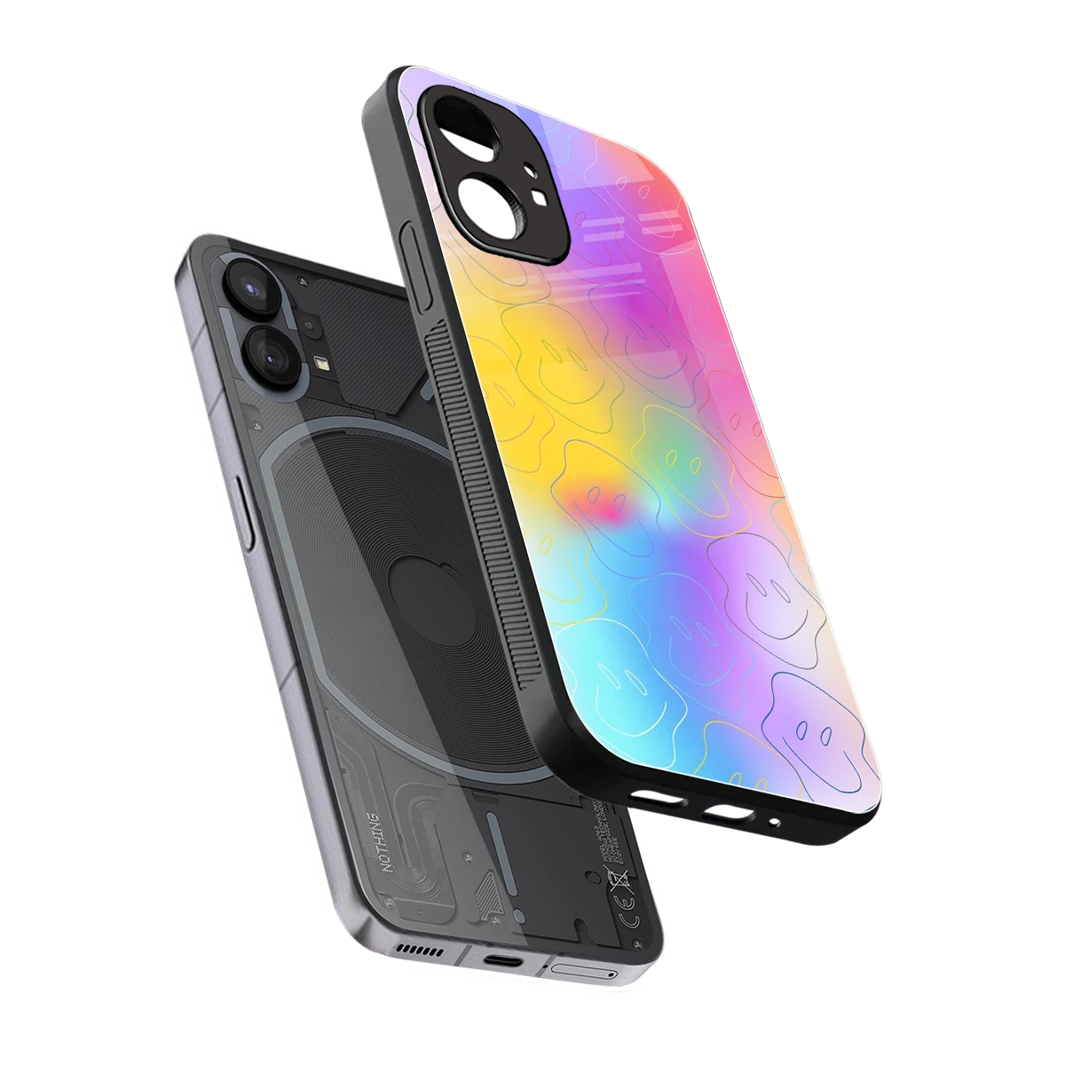 Smiley Colorburst sleek nothing phone 1 cover with tempered glass back and TPU edges