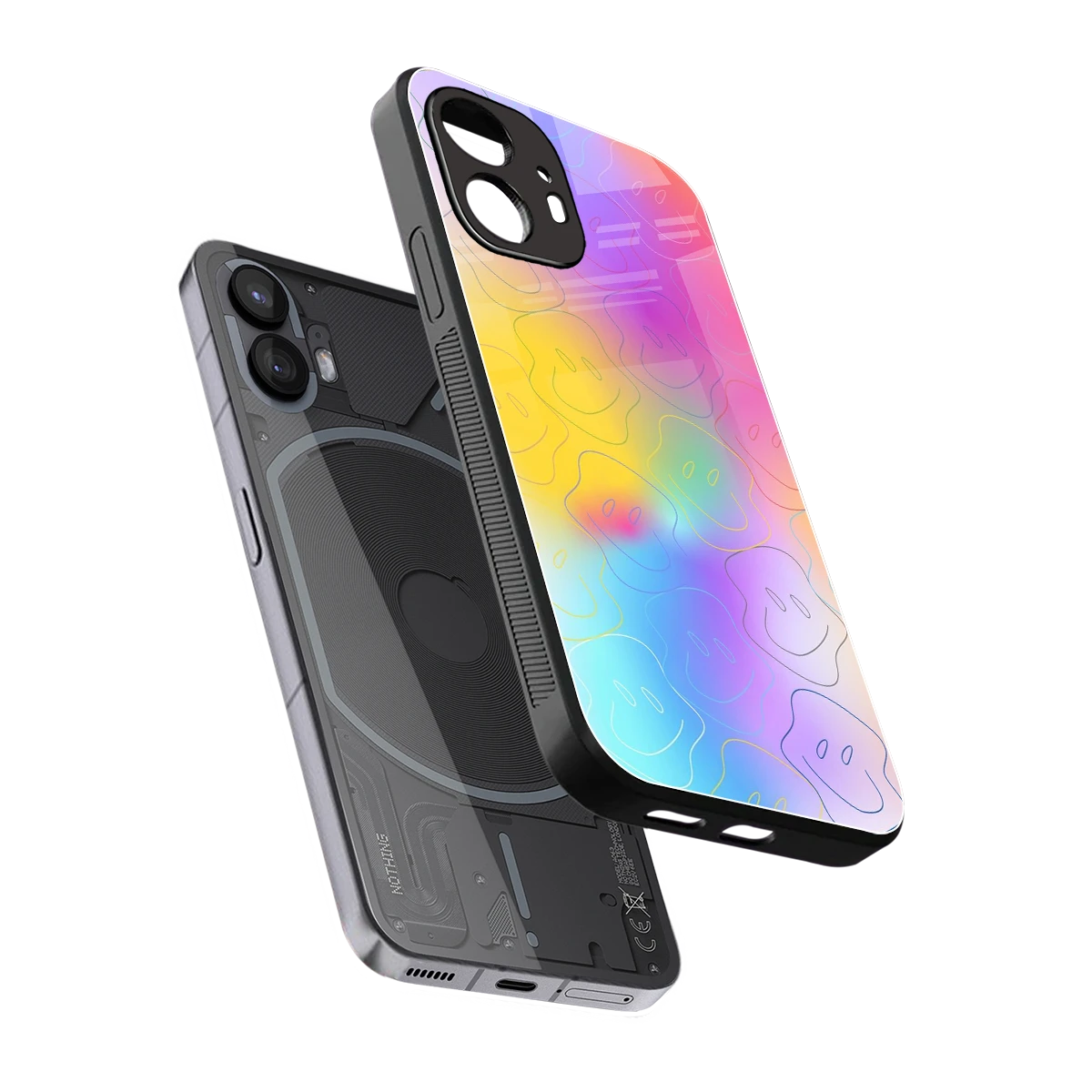 Smiley Colorburst sleek nothing phone 2 cover with tempered glass back and TPU edges