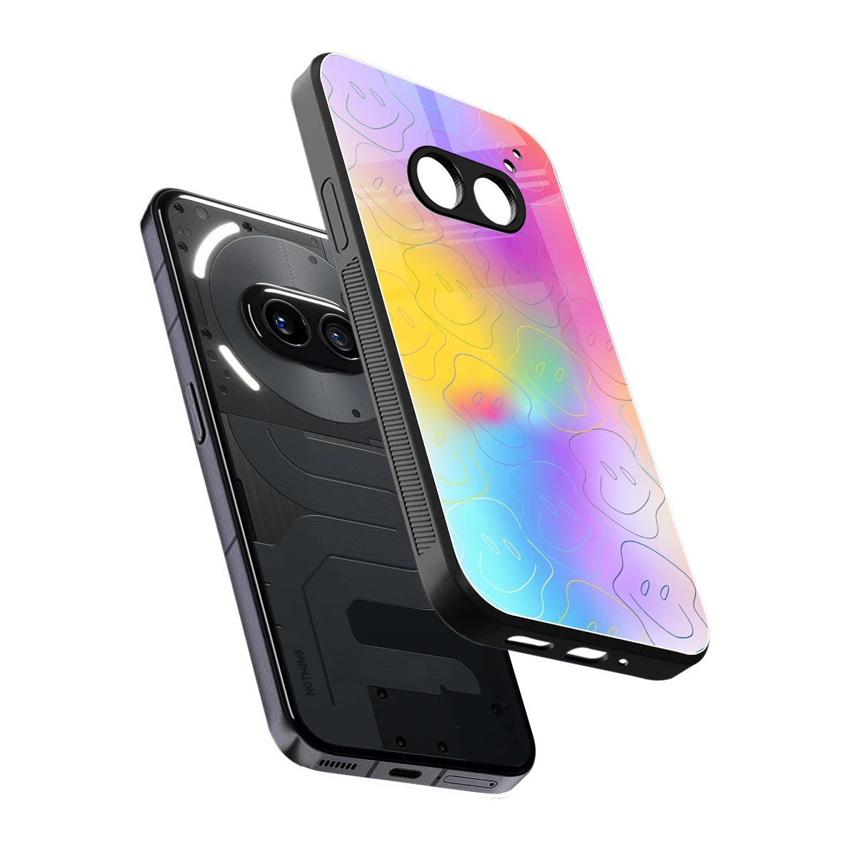 Smiley Colorburst sleek nothing phone 2a cover with tempered glass back and TPU edges