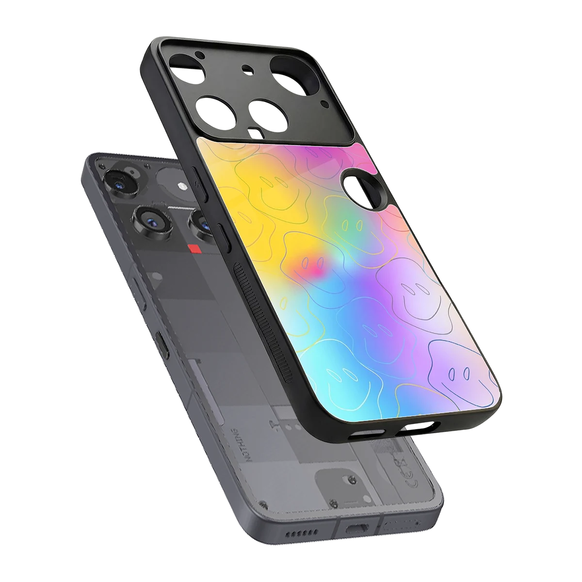Smiley Colorburst sleek nothing phone 3 cover with tempered glass back and TPU edges