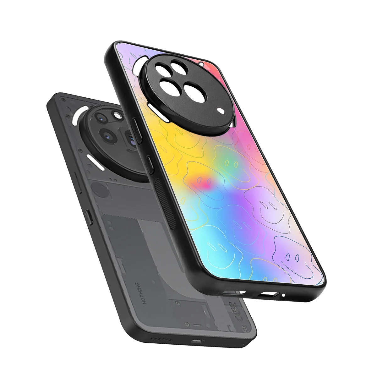 Smiley Colorburst sleek nothing phone 3a pro cover with tempered glass back and TPU edges