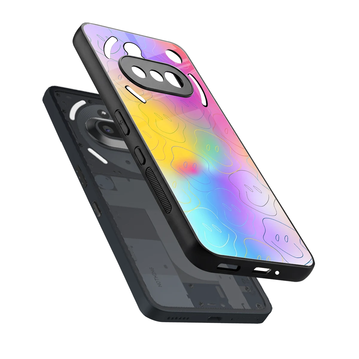 Smiley Colorburst sleek nothing phone 3a cover with tempered glass back and TPU edges