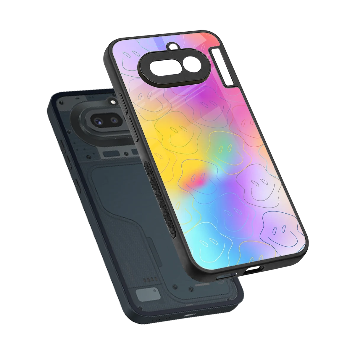 Smiley Colorburst sleek nothing phone 4a cover with tempered glass back and TPU edges