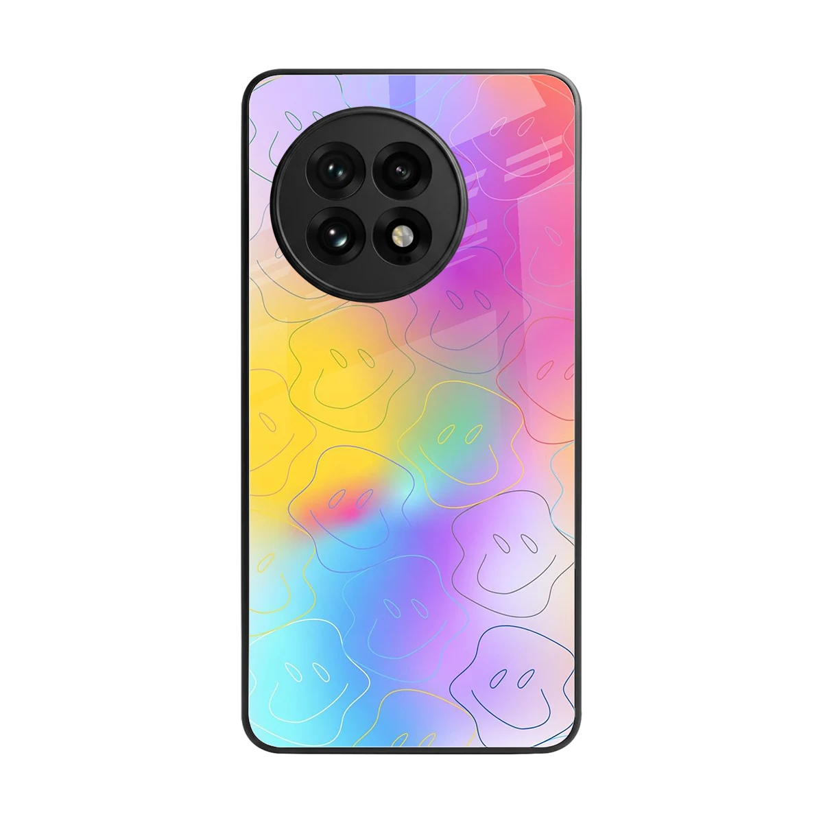 Smiley Colorburst back phone cover | glass case for oneplus 13r