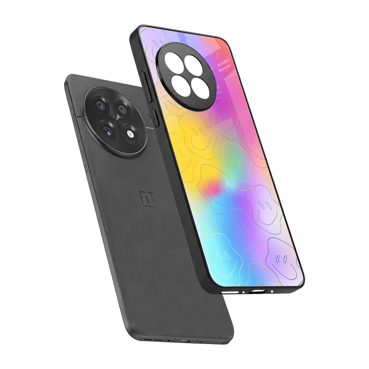 Smiley Colorburst sleek oneplus 13r cover with tempered glass back and TPU edges