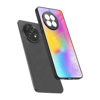 Smiley Colorburst sleek oneplus 13r cover with tempered glass back and TPU edges