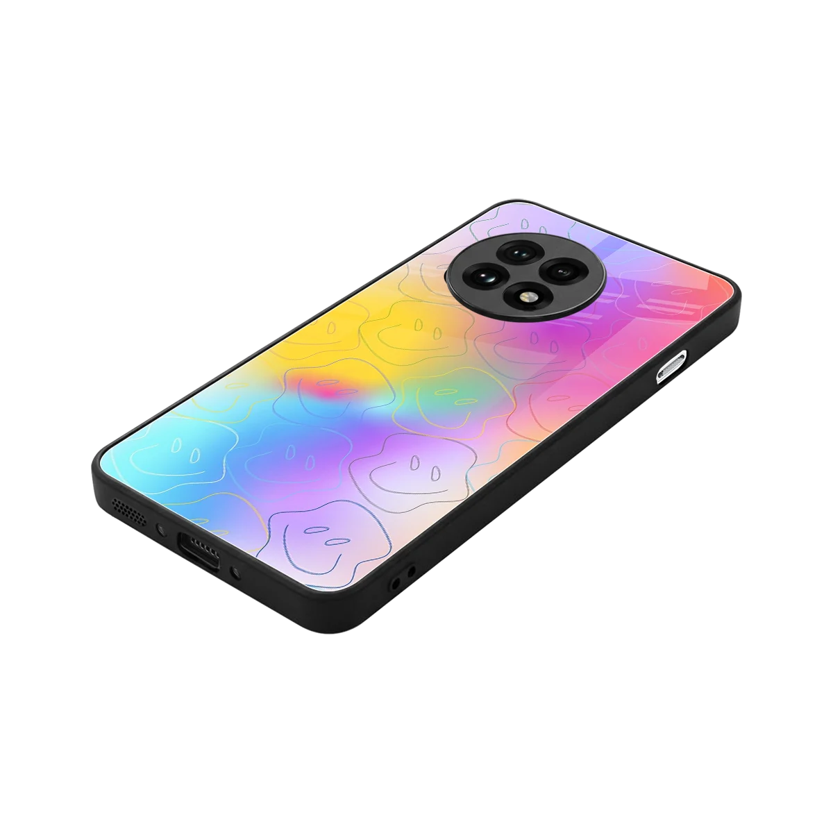 Smiley Colorburst stylish phone case for oneplus 13r | glossy glass and slim fit