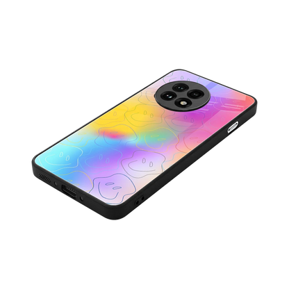 Smiley Colorburst stylish phone case for oneplus 13r | glossy glass and slim fit