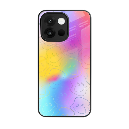 Smiley Colorburst back phone cover | glass case for oneplus 13s