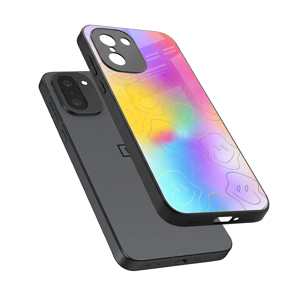 Smiley Colorburst sleek oneplus 15r cover with tempered glass back and TPU edges