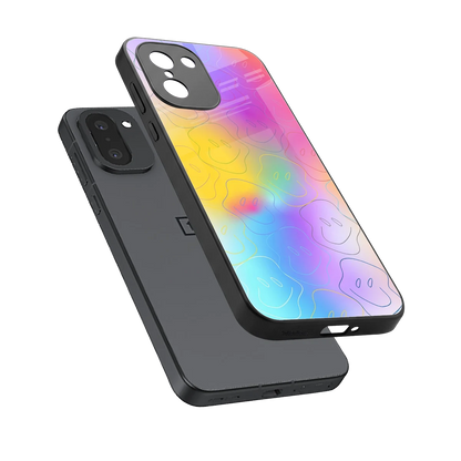 Smiley Colorburst sleek oneplus 15r cover with tempered glass back and TPU edges