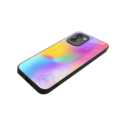 Smiley Colorburst stylish phone case for oneplus 15r | glossy glass and slim fit