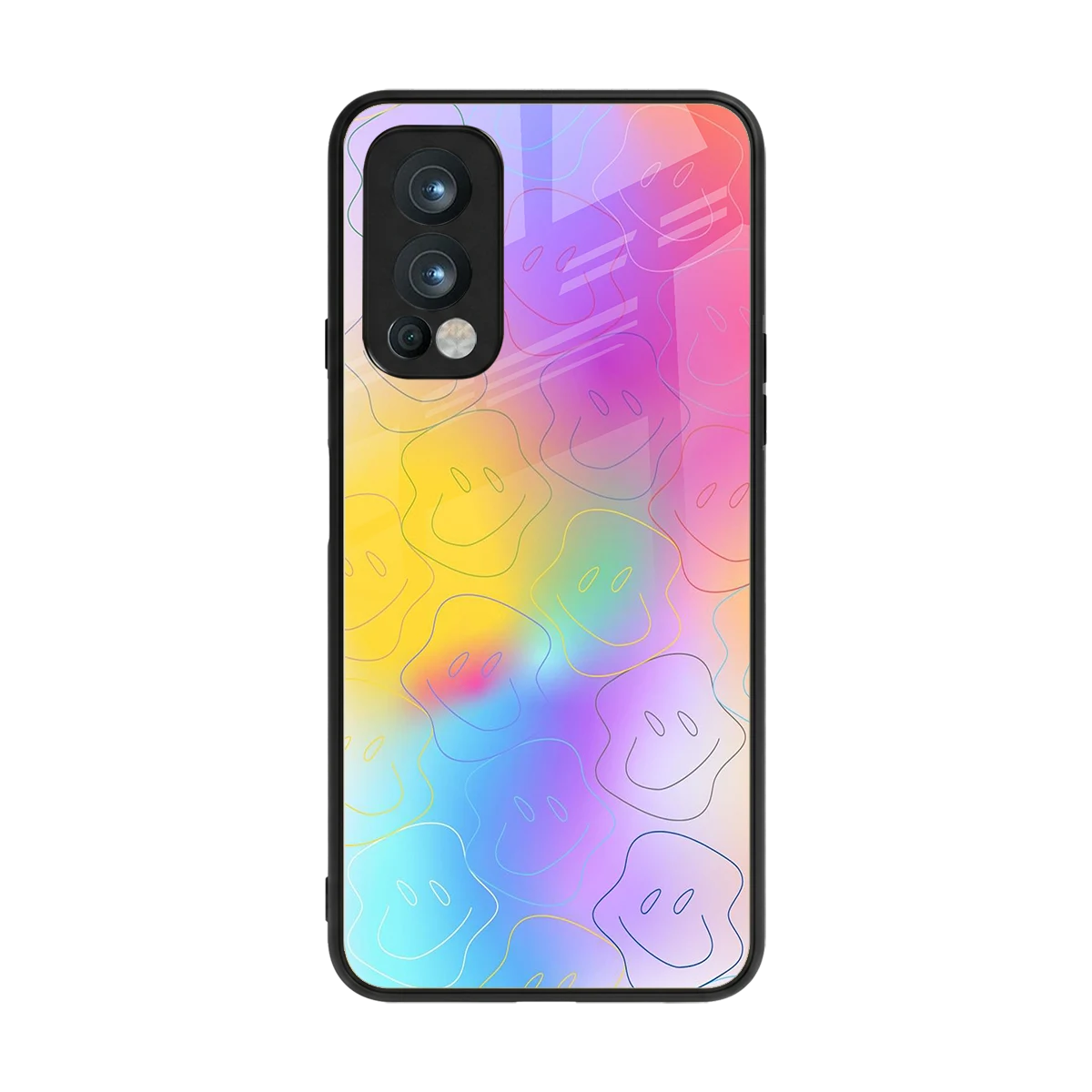 Smiley Colorburst back phone cover | glass case for oneplus nord 2