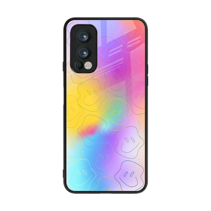 Smiley Colorburst back phone cover | glass case for oneplus nord 2