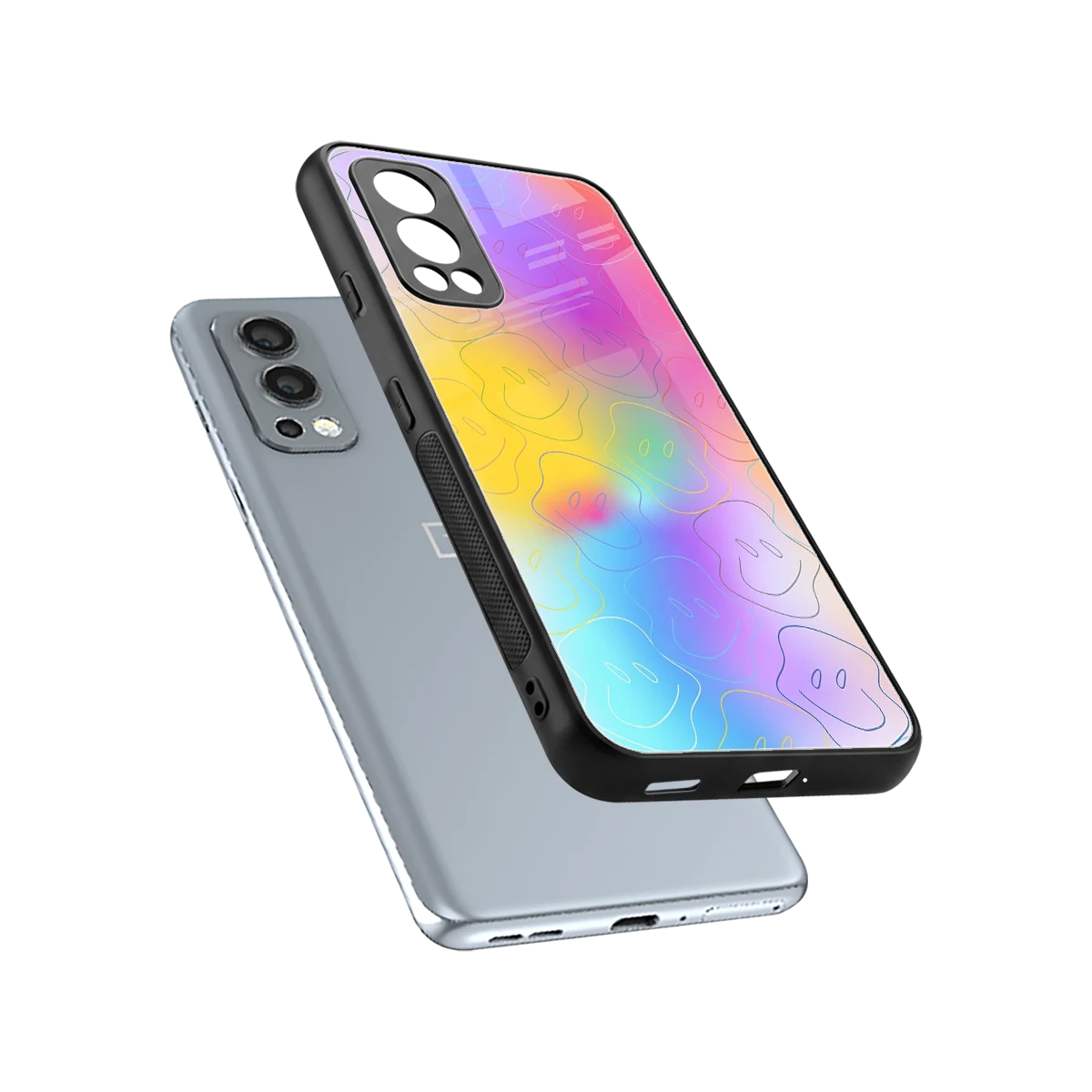 Smiley Colorburst sleek oneplus nord 2 cover with tempered glass back and TPU edges